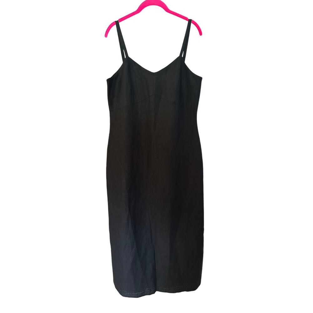 Natural Instincts vintage black slip dress women’s size 10 Linen Blend Maxi goth